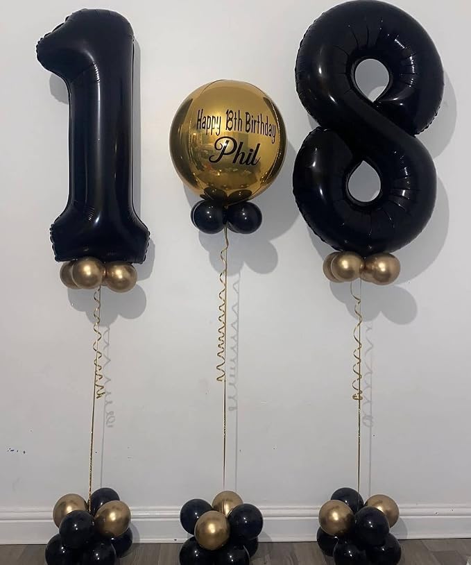 40 Inch Black 27 Balloons Giant Number 27 Balloons Black 27 Birthday Balloons - Image 4