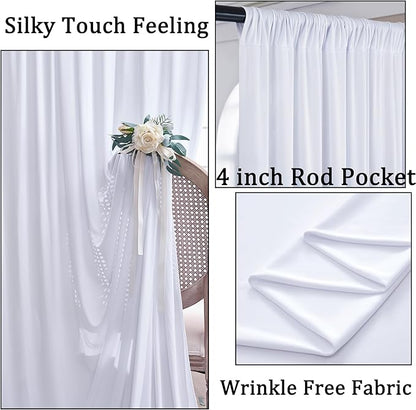 30ft x 8ft Wrinkle Free White Backdrop Curtains - Image 2