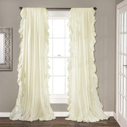 Lush Decor Reyna Ruffle Window Curtain Panel Set, Ivory by LushDecor