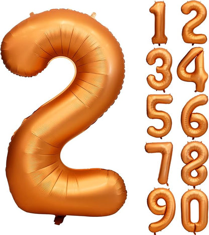 40 inch Orange Number 2 Balloon 2nd Birthday Party Decorations | Giant Foil by Yeodong