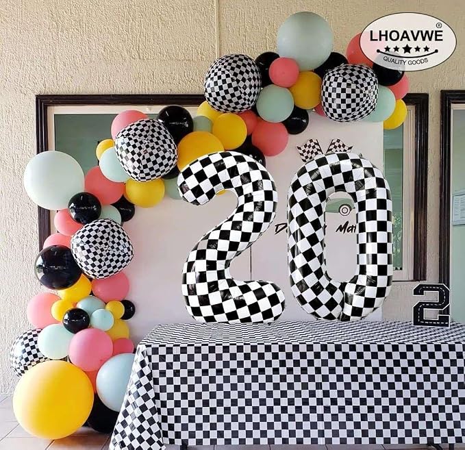 Checkered Number 2 Balloons 40 Inch Giant Race Car Checkered 2 Balloons - Image 5