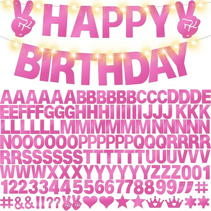 175Pcs DIY Glitter Customizable Banner Kit Happy Birthday Letter Banners - Image 9