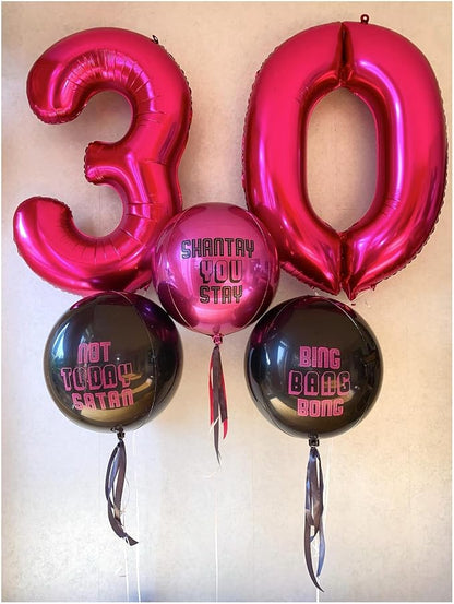 40 Inch Hot Pink 30 Number Balloons Giant Jumbo Huge 30 Foil Mylar Helium - Image 3