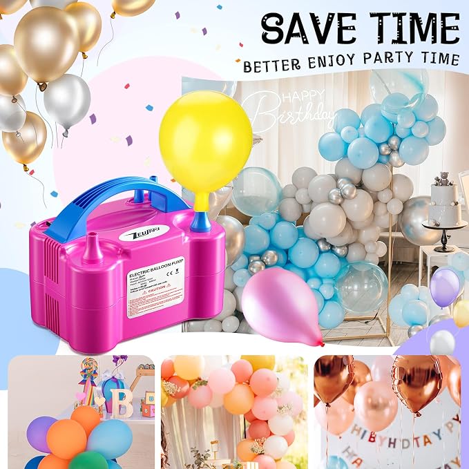 Balloon Pump Electric, Portable Balloon Inflator, Dual Nozzle 110v 600w - Image 4