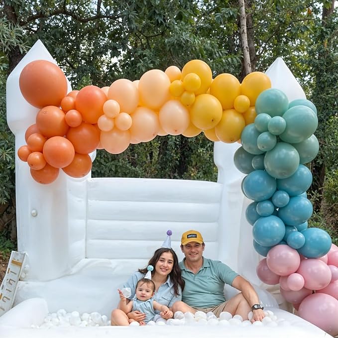144PCS Rainbow Balloon Arch Kit, Mustard Yellow Beige Balloons - Image 6