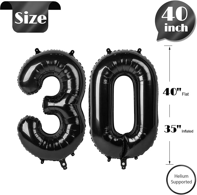 Black Number 30 Balloon 40 Inch - Image 5