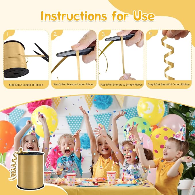 500 Yards Curling Ribbon，Gold Balloon String Ribbon，for Gift Wrapping，Party - Image 5