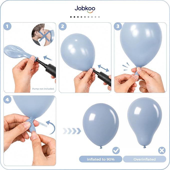 Jobkoo Dusty Blue Balloons, 12 Inch Slate Fog Pale Blue Aqua Latex Balloon | - Image 5