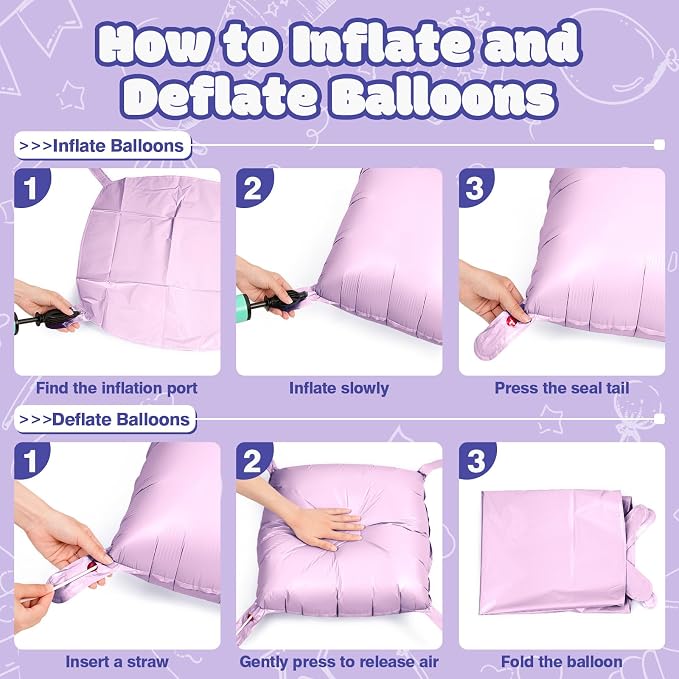 NISOCY 25PCS Matte Pastel Purple Square Foil Balloons Wall Backdrop | Double - Image 3