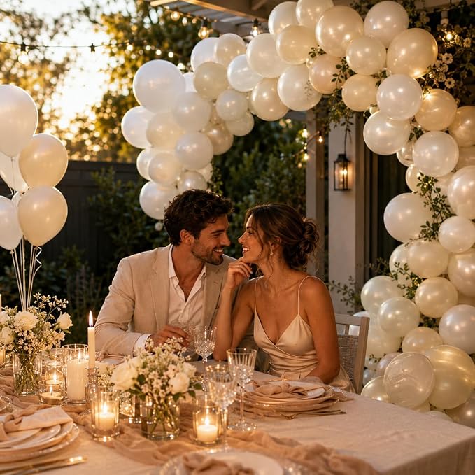60PCS Pearl White Balloons, 12 Inch Double Stuffed Ivory Sand White Latex - Image 6