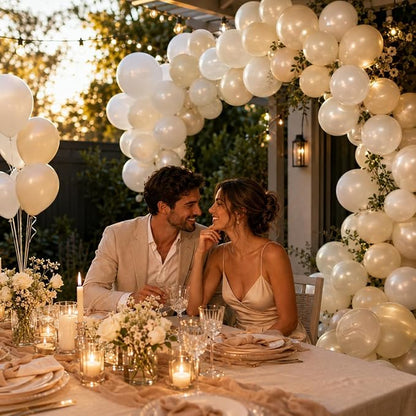 60PCS Pearl White Balloons, 12 Inch Double Stuffed Ivory Sand White Latex - Image 6