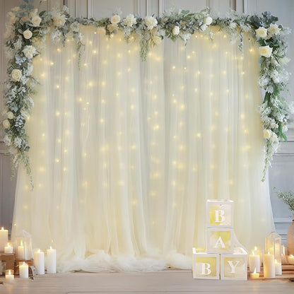 20x8ft Ivory Tulle Backdrop Curtain - Image 3