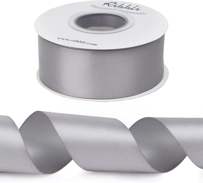 Ribbli Silver Double Faced Satin Ribbon, 1-1/2” x Continuous 25 Yards, Use - Image 2