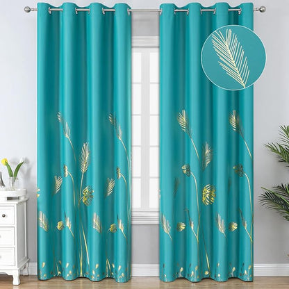 Teal Blackout Curtains 96 Inches Long, Grommet Curtains by ESTELARTEXTILER