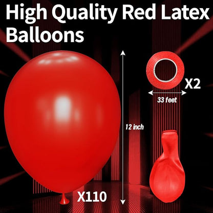 Red Balloon 110pcs, 12 Inch Thickened Red Latex Helium Balloons - Image 5