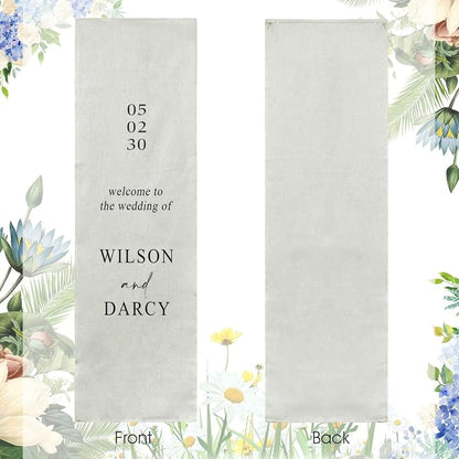 Personalized Fabric Wedding Welcome Sign, Cotton Linen Banner - Image 4