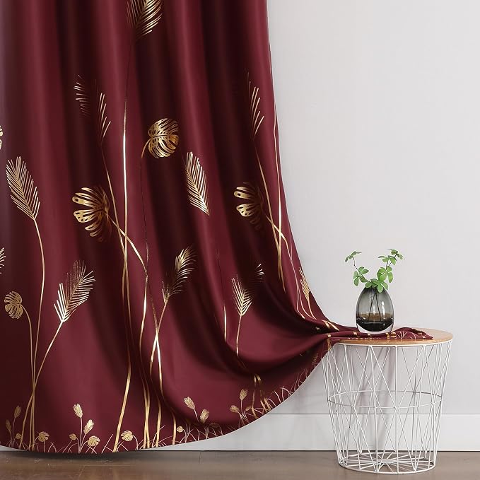 Burgundy Red Blackout Curtains for Living Room 108 Inches Long, Room Darkening - Image 3