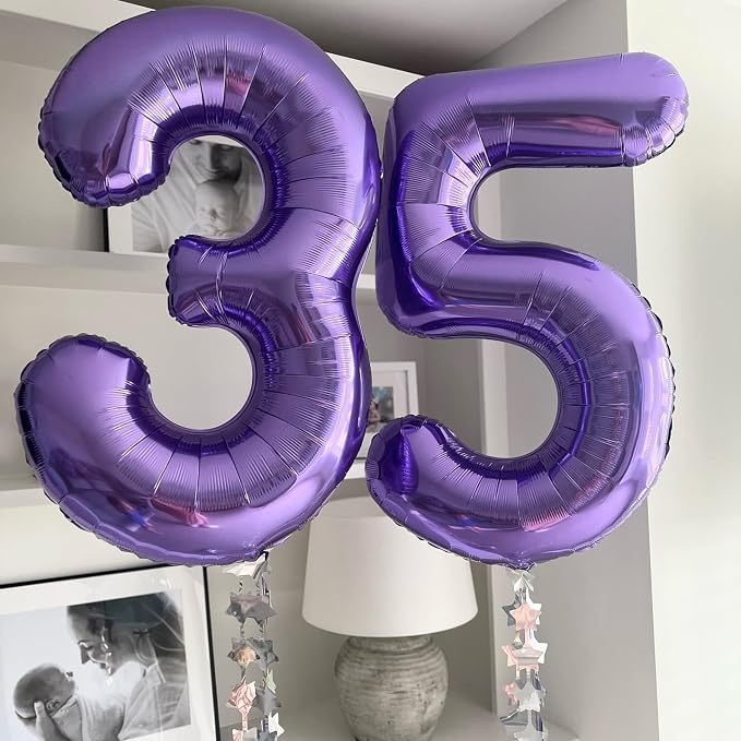 Number 24 Purple Balloons 40 Inch Giant Purple 24 Number Foil Helium Balloons - Image 3