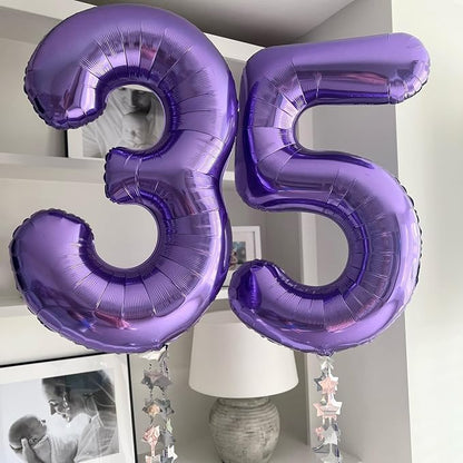 Number 13 Purple Balloons 40 Inch Giant Purple 13 Number Foil Helium Balloons - Image 4