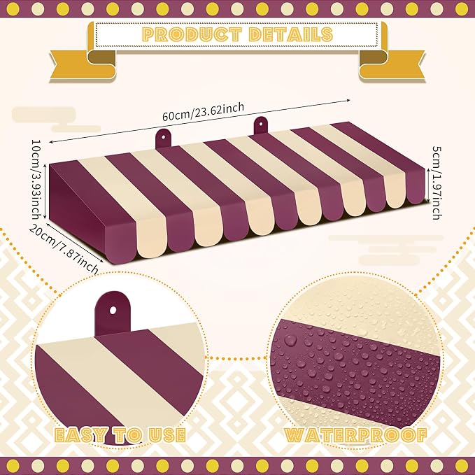 Boao 4 Pack Circus Awning Decoration 3D Stripe Cardboard Awning Carnival Wall - Image 2