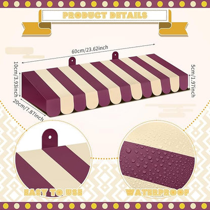 Boao 4 Pack Circus Awning Decoration 3D Stripe Cardboard Awning Carnival Wall - Image 2