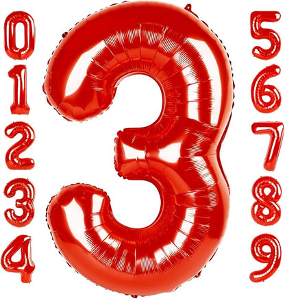 Number 3 Balloons 40 Inch Red Balloon by Mluchee