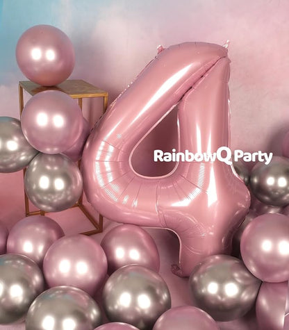 RainbowQ Pink 4 Balloon Number 40 Inch 0-40 Foil Large Balloons | Big Mylar 4 - Image 5