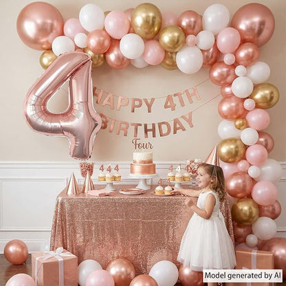 Rose Gold Number 4 Balloon 40 Inch, Blush Foil - Image 2