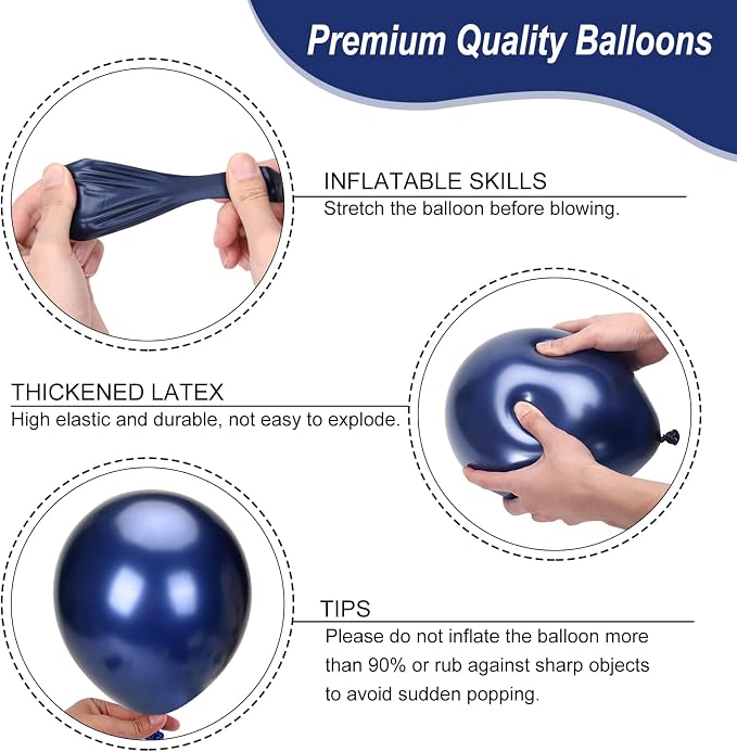 RUBFAC 135pcs Navy Blue Balloons Different Sizes 18 12 10 5 Inch - Image 3