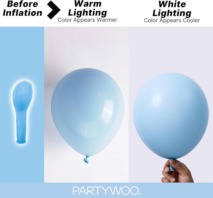 PartyWoo Light Blue Balloons 130pcs Baby Pastel Sky Aqua Blue Color | Different - Image 3