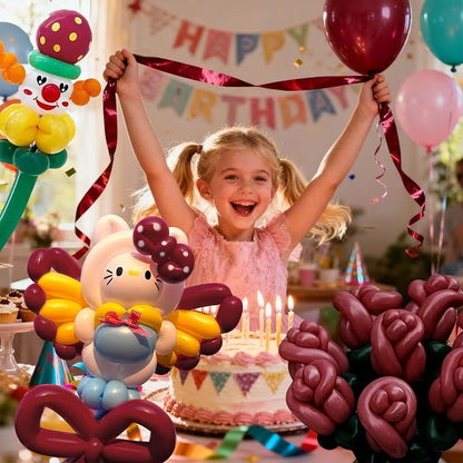 Burgundy Long Balloons Premium 260 Twisting Balloons Animals Magic - Image 7