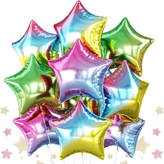 Biapian Gradient Star Foil Balloons, 18 Inch Multicolor Stars Balloon Aluminum by BIAPIAN