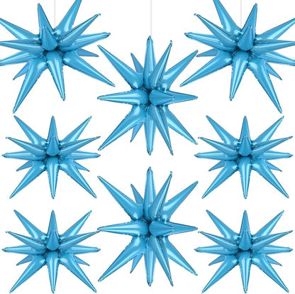 8 Pcs Light Blue Star Balloons, 27/22 inch One-Piece Explosion Foil Balloons by Wrbin