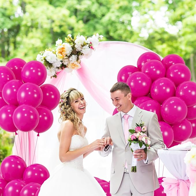 50pcs Hot Pink Balloons, Helium Quality 12inch Bright Pink Latex Balloons | - Image 4