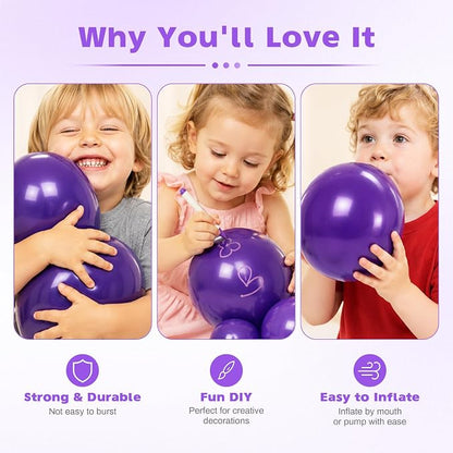 Dark Purple Balloons, 12 Inch Royal Purple Latex Party Balloon | 30 Pack Purple - Image 3