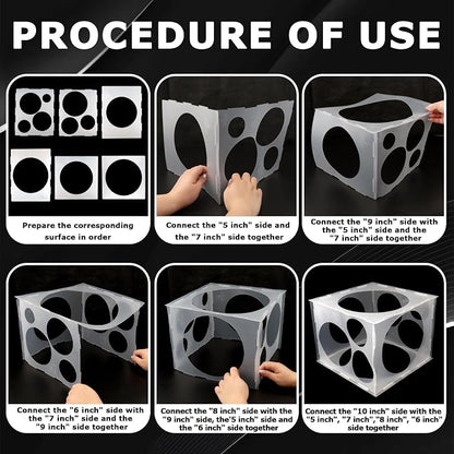 2-Pack 11 Holes Balloon Sizer Cube Box, 2-10 Inch | Collapsible Balloon Size - Image 4