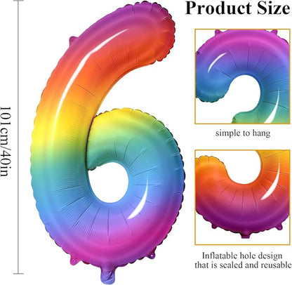 Number 6 Balloons for 6th Birthday Party Decorations, 0-100 Large No.6 Balloons - Image 2