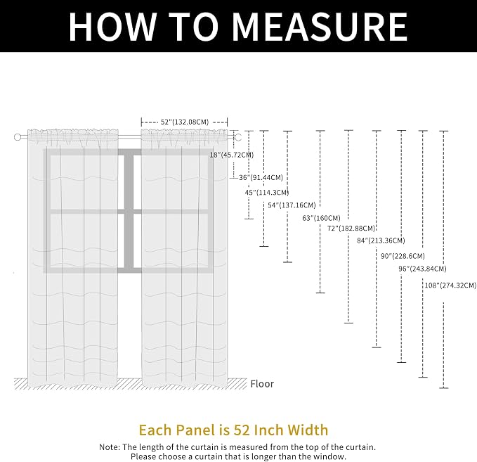 SpaceDresser Check Sheer Curtains 54 Inches Long - Image 6