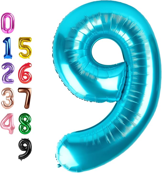 Number Balloons Blue 9 Balloon 40 inch by Enyeopd