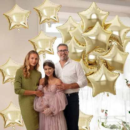 Gold Star Foil Balloons, 18 Inch Light Gold Stars Shape Foil Helium Balloons - Image 5