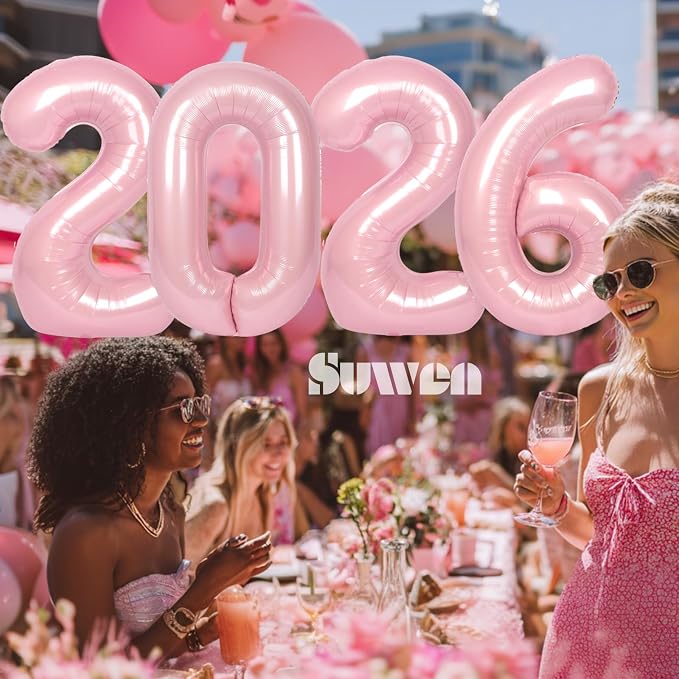 SUWEN 40 Inch Large Pink 50 Balloon Numbers Big Foil Helium Number Balloons 0-9 - Image 3