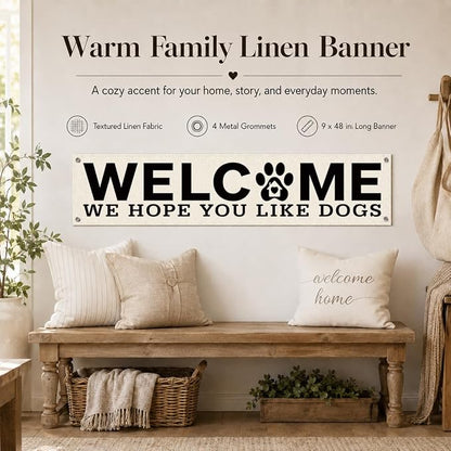 Welcome Hanging Banner, Dog Wall Decor Banner, Rustic Welcome Sign - Image 3