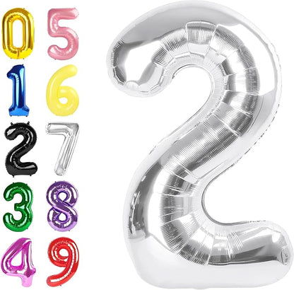 Number Balloons 40 Inch Silver 1 Balloon by Argthjy