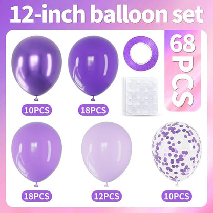 68pcs Purple Balloons 12inch - Image 2
