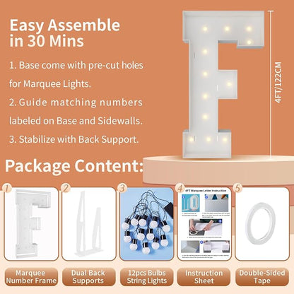4FT Marquee Light Up Letters, Large Marquee Letters, Mosaic Balloon Frame - Image 5