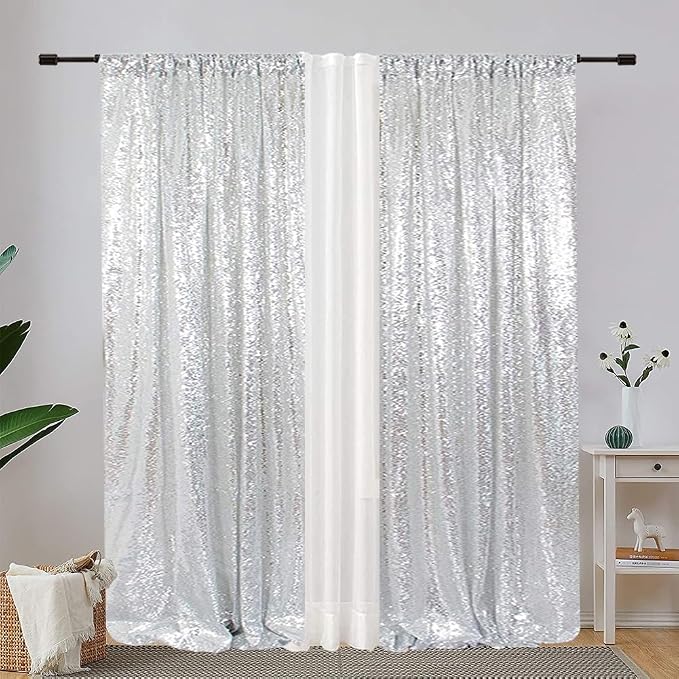 Eternal Beauty Silver 3mm Sequin Backdrop 2x8 Ft 2 Pack Wedding | Dense Sparkle - Image 6