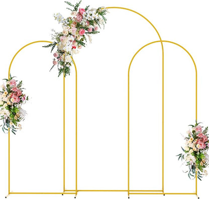 Wedding Arch Backdrop Stand 7.2FT, 6FT Gold Metal Arch Stand Set | Metal Arch by Wokceer
