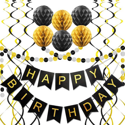Black Birthday Decorations by ALLFUN
