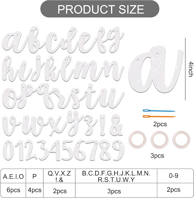 BEISHIDA Glitter White 116 PCS A-Z DIY Letter Banner Kit Make Your Own - Image 2