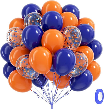 60pcs Royal Blue and Orange Balloons 12inch by Leraqertra